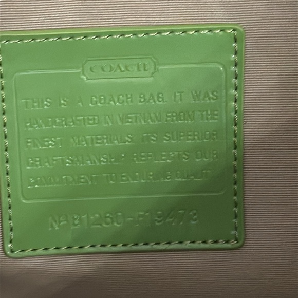 Coach Signature Diaper Bag Stripe Tan & Apple Green - Picture 9 of 12